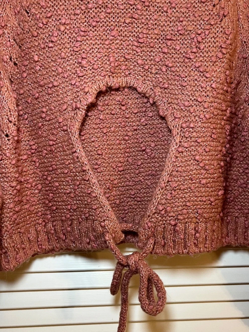 Altar'd State Exaggerated Bouclé Open Back Tie Crop Sweater Size M